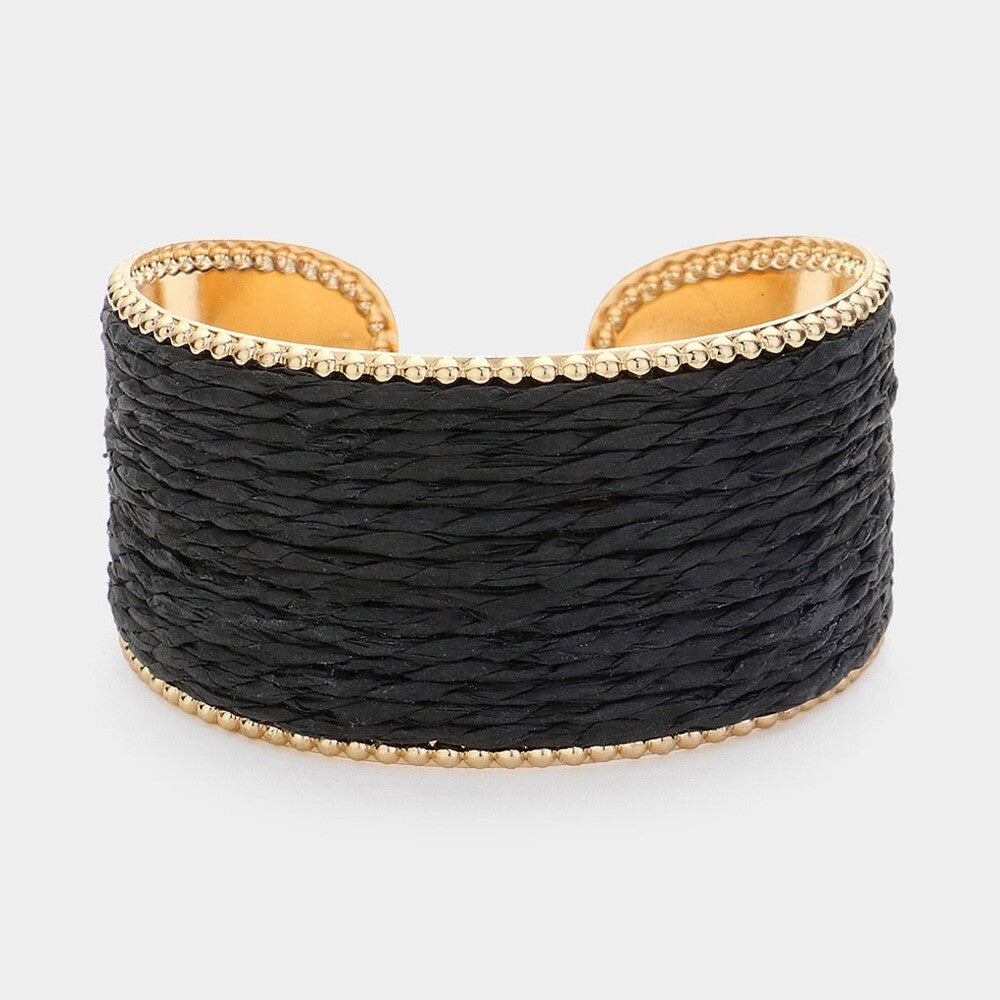 Raffia Cuff Bracelet Natural Woven Statement Jewelry for Women Boho Style Beach
