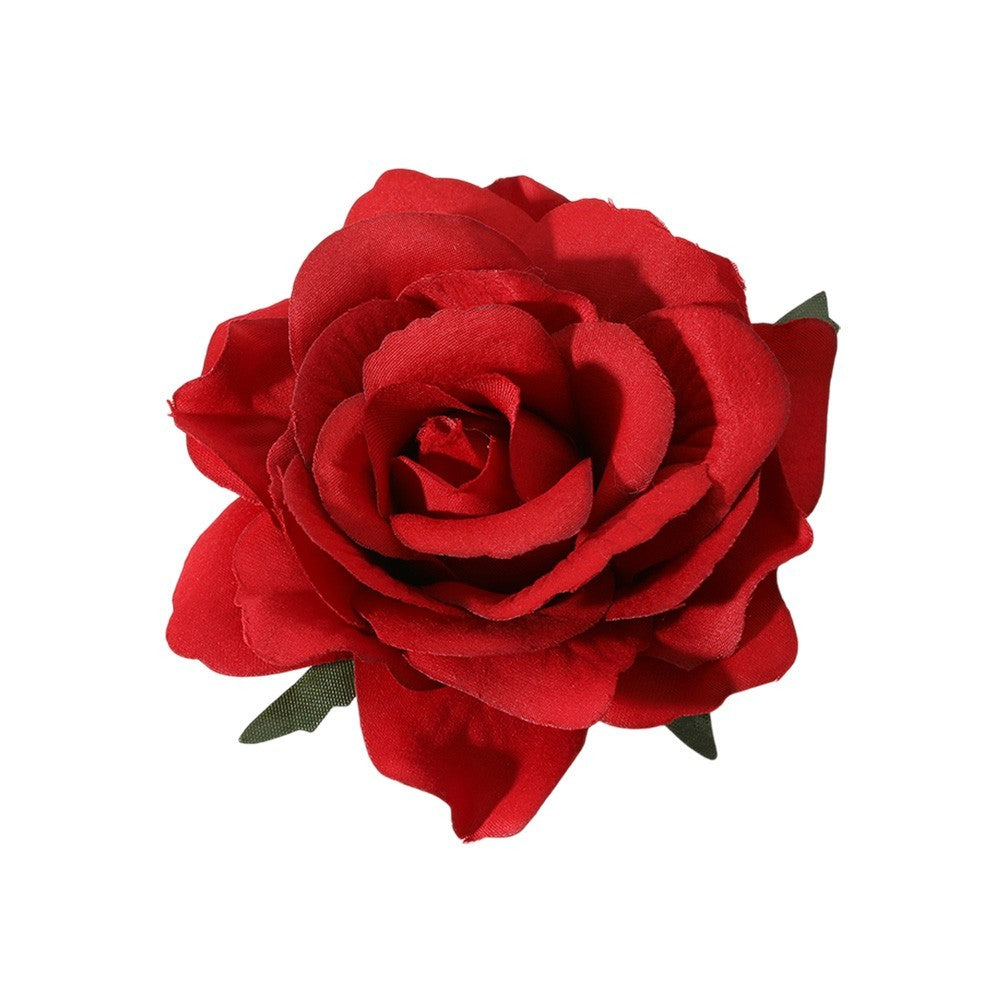 Red & Pink Rose Flower Brooch Hair Clip Headband Bracelet Set - 2pcs