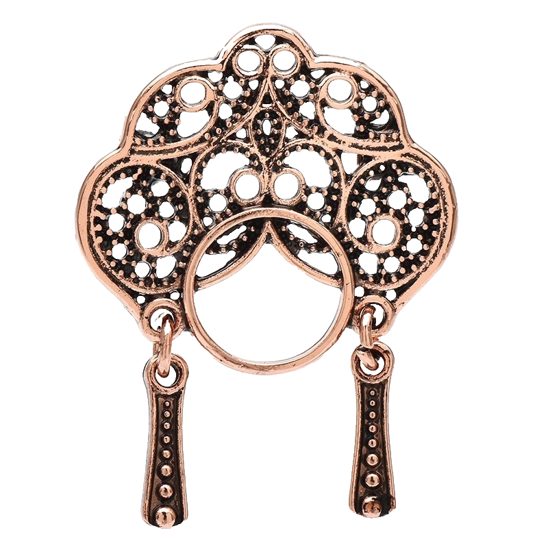 2pcs Chinese Opera Character Brooch Set Gold and Silver Eyeglass Holder Pin