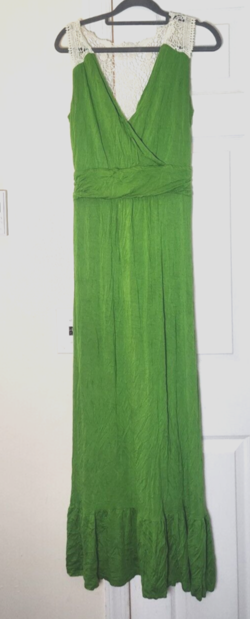 A.N.A Clothing Womens Maxi Dress Green  Sleeveless Dresses Crotchet Back Small