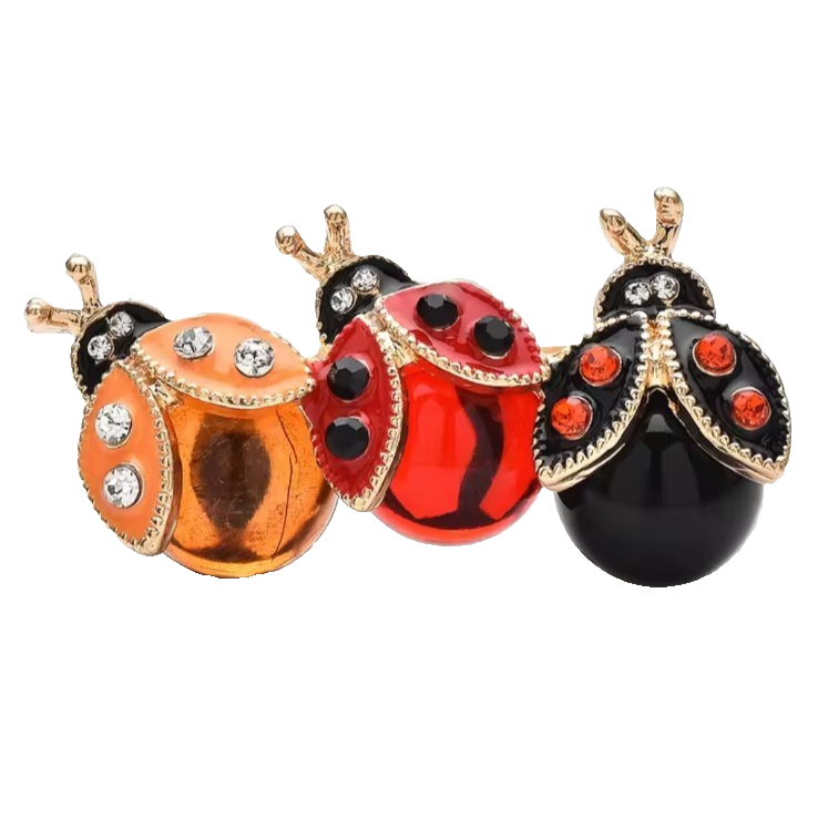2pcs Ladybug Brooch Set Rhinestone Enamel Beetle Bug Animal Pins Fashion Jewelry