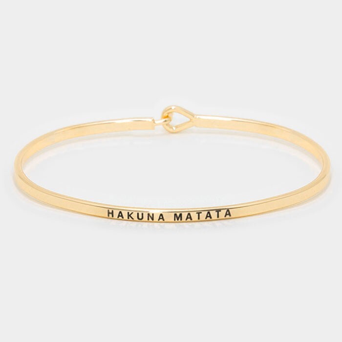 Hakuna Matata Gold and Silver Thin Metal Hook Bracelet Set Inspirational Jewelry