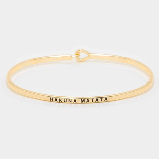 Hakuna Matata Gold and Silver Thin Metal Hook Bracelet Set Inspirational Jewelry