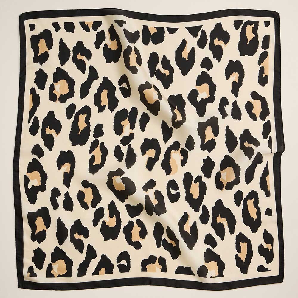 Leopard Print Square Scarf Silky Satin Head Neck Hair Wrap Shawl Bandana 25"