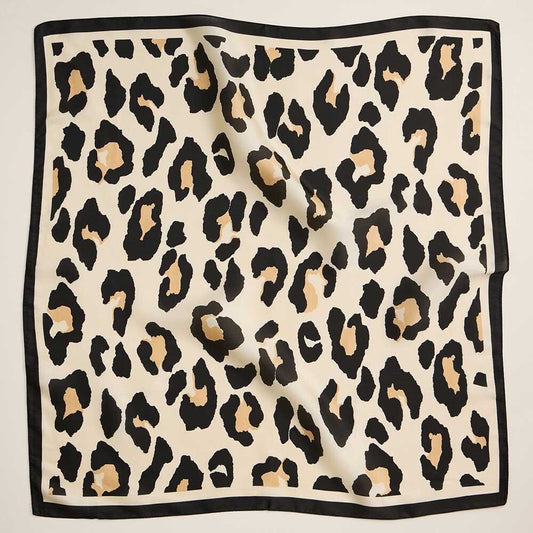 Leopard Print Square Scarf Silky Satin Head Neck Hair Wrap Shawl Bandana 25"