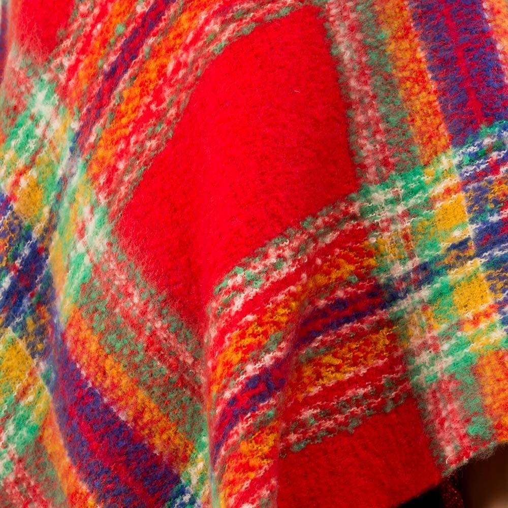 Plaid Poncho Women Fringe Hem Knit Shawl Wrap Cape Winter Layering Cozy