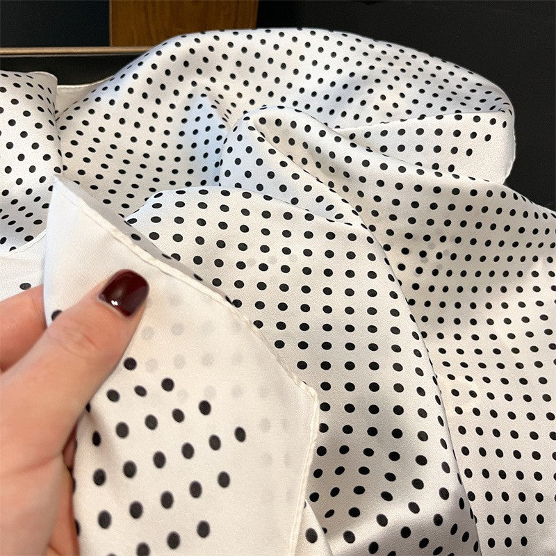 2pcs Polka Dot Square Neck Scarf Silk Feel Hair Head Bandana 27.5" x 27.5"
