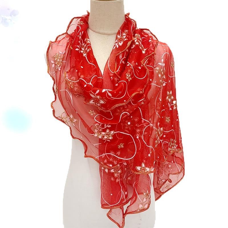 Floral Lace Rectangular Scarf 18in x 63in Lightweight Summer Evening Wrap