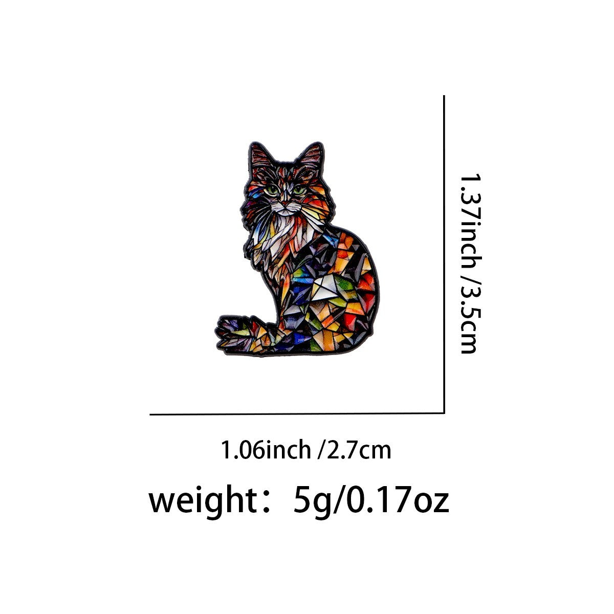 2PCS Colorful Stained Glass Style Cat Enamel Pin Set Brooch Bag Jacket Badge