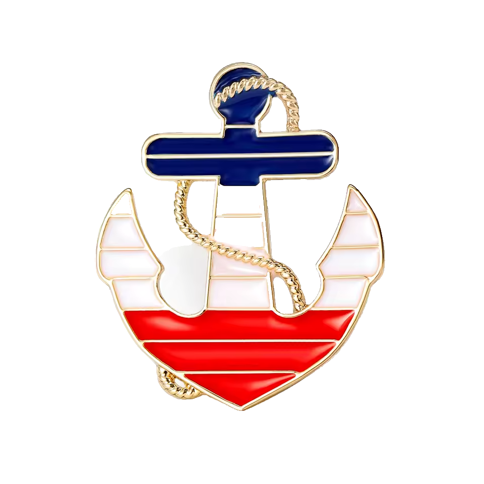 2pc Nautical Anchor Enamel Brooch Pin Set Navy Sailor Maritime Jewelry