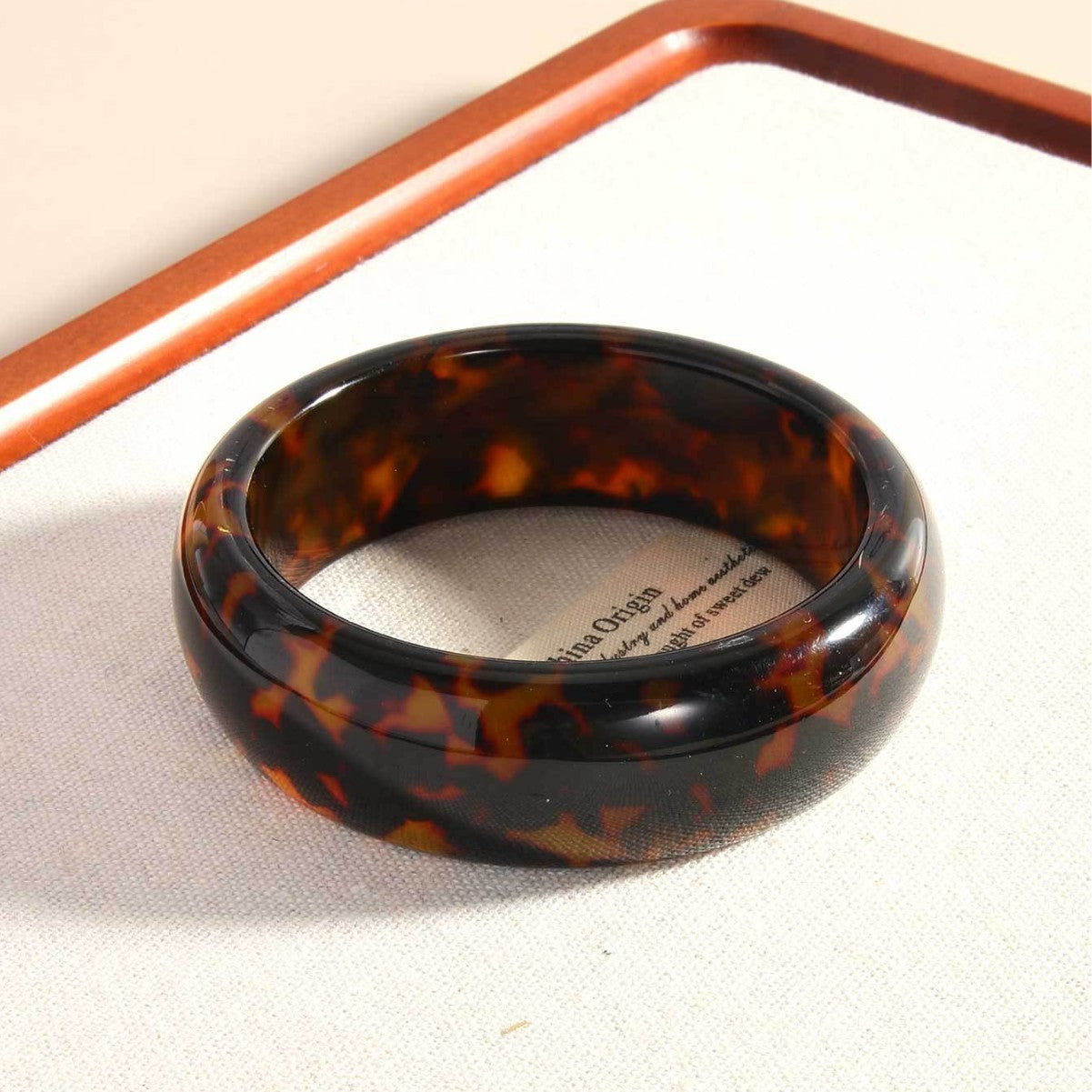 Tortoiseshell Bangle Stack Set: Wide & Thin Acrylic Resin Bracelets