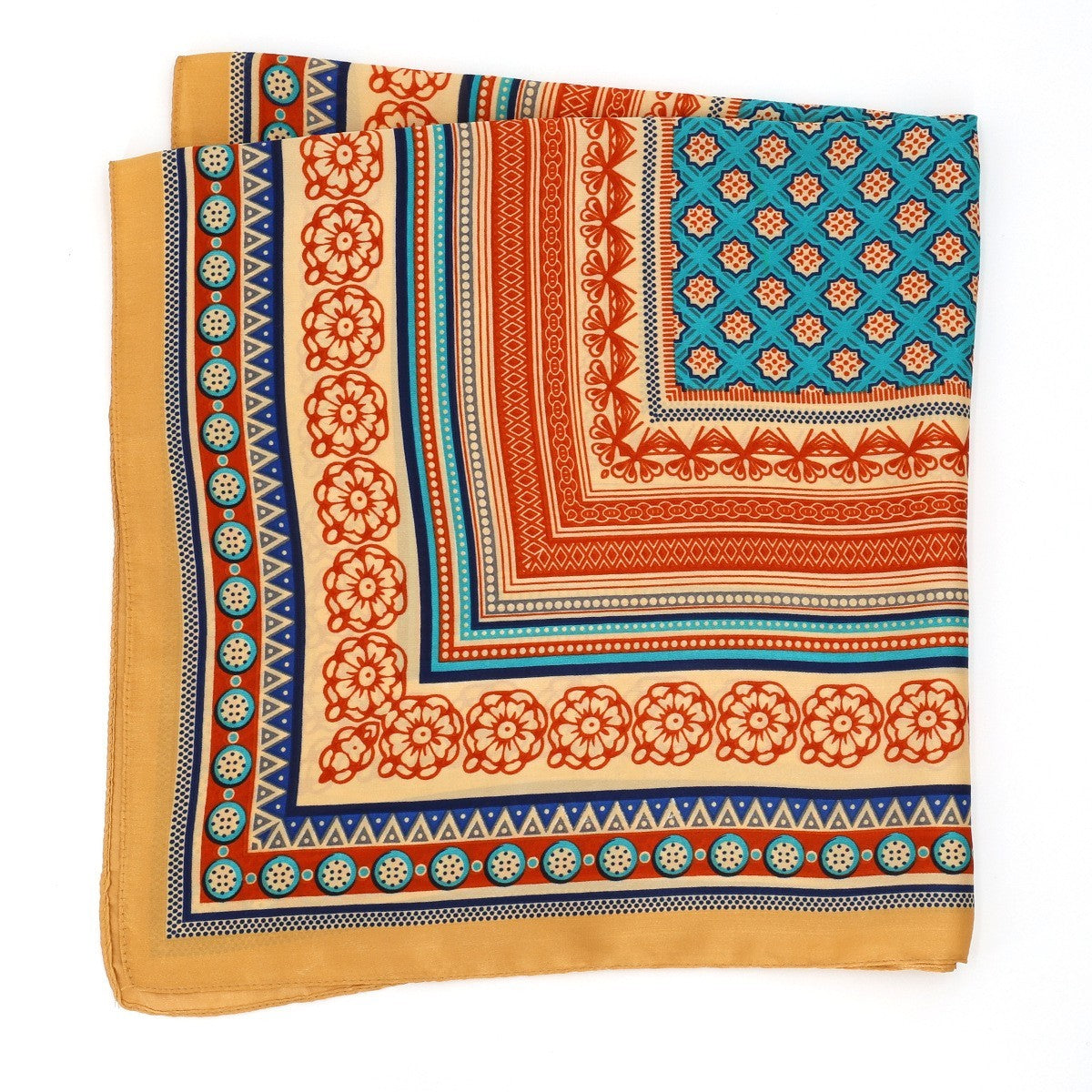 Boho Print Satin Silk Feel Square Scarf Women Neck Hair Head Wrap Bandana