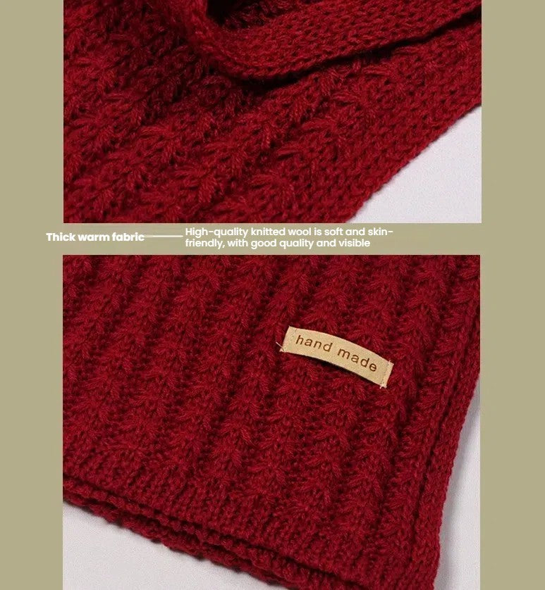 Red Chunky Acrylic Ribbed Knit Scarf Extra Long Warm Winter Unisex