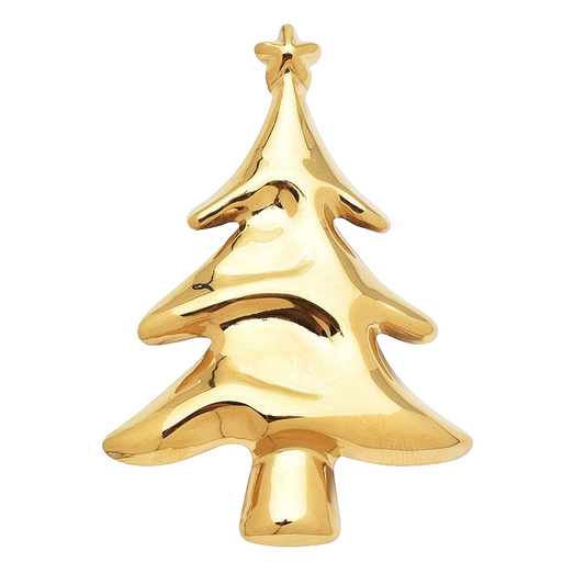 2PC Christmas Tree Brooch Pin Set Stainless Steel Gold/Silver Plated Holiday Pin