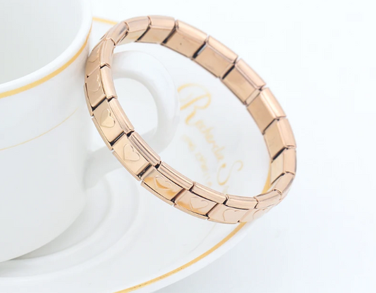 Women’s Stainless Steel 9mm Heart Link Bracelet Elastic Chain Fashion Jewelry