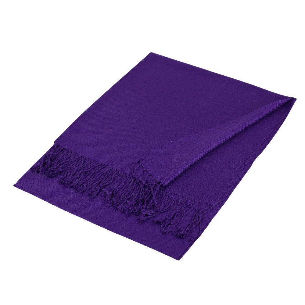 Women's Solid Color Pashmina Scarf Shawl Wrap Purple for Ladies Scarves
