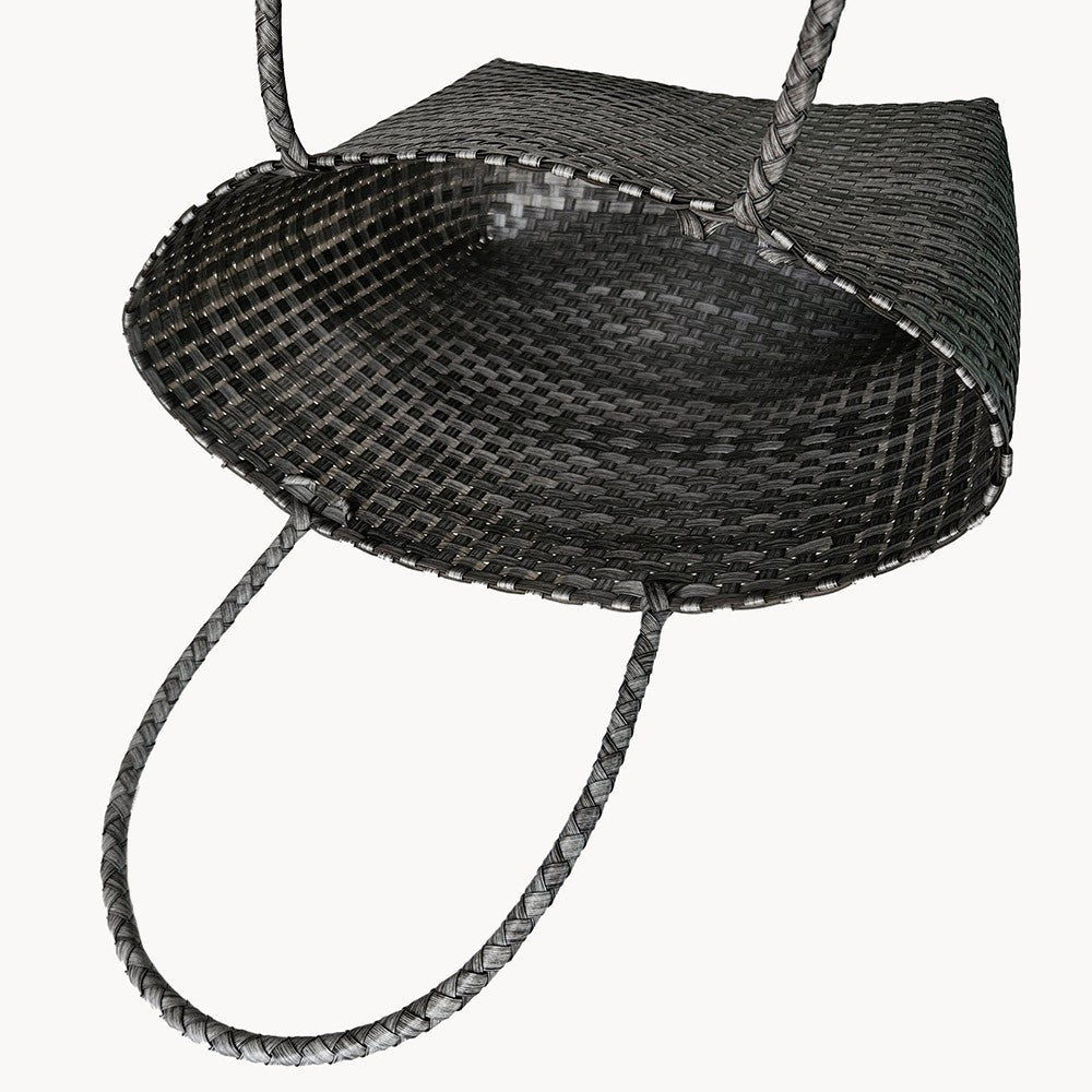 Woven Brown Tote Handbag with Braided Handles Structured Casual Shoulder Bag