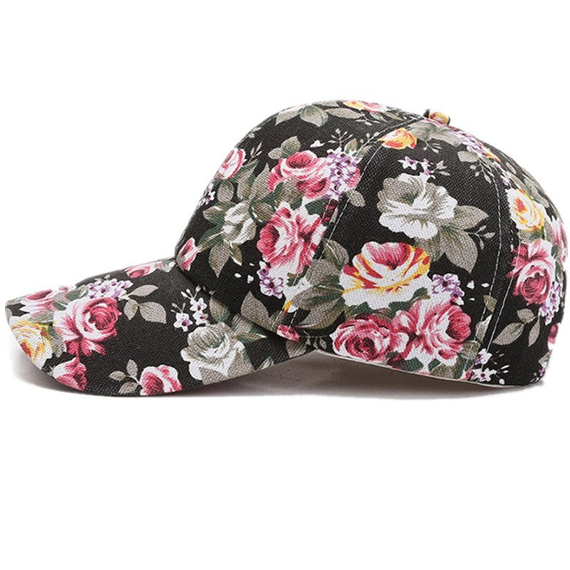 Women's Floral Print Baseball Cap Adjustable Summer Cotton Sun Hat