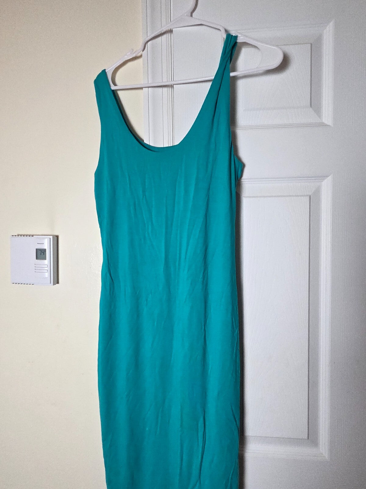 Women’s Sleeveless Bodycon Midi Dress Blue Fitted Stretchy Casual Dress Medium