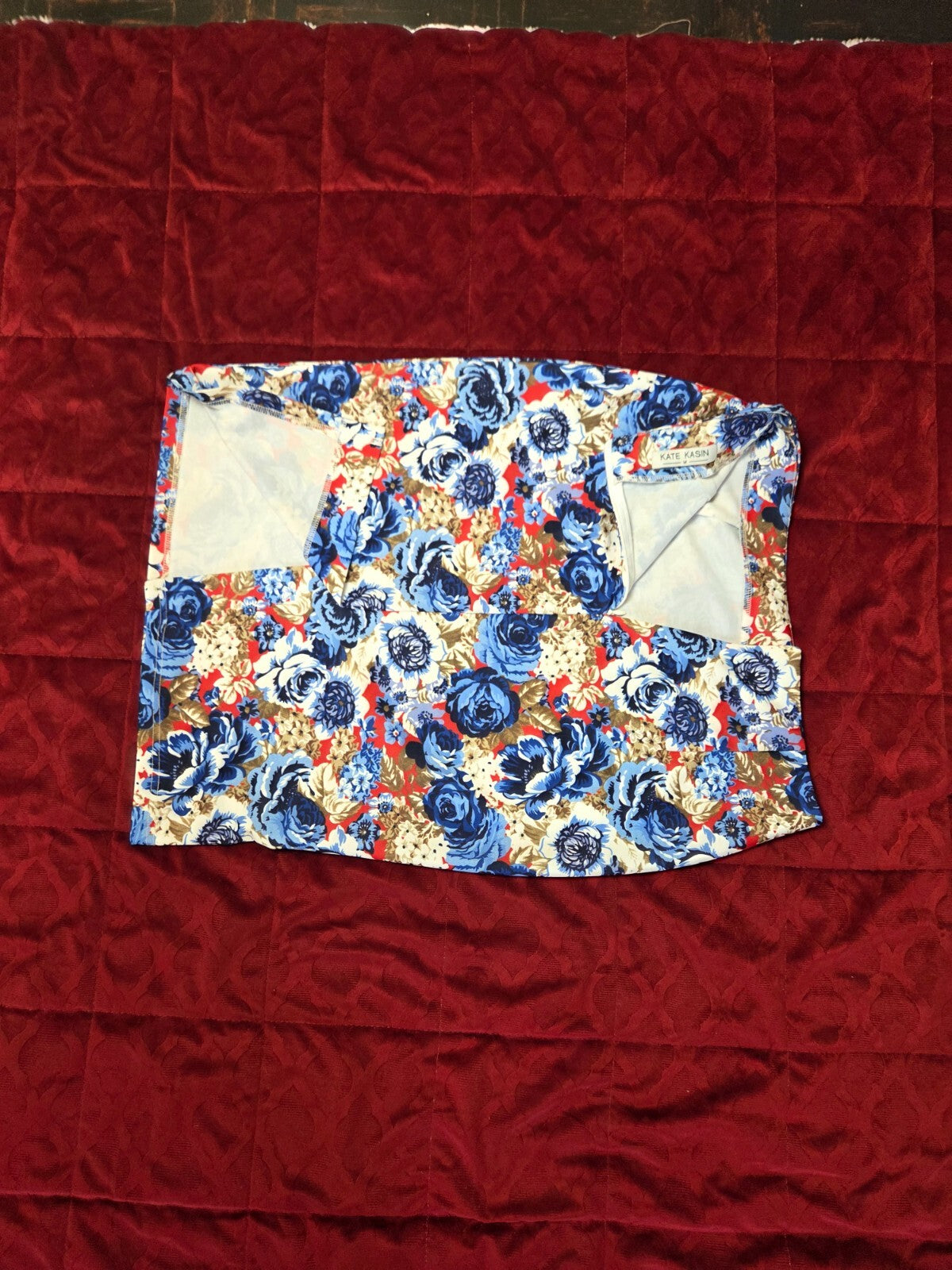 Kate Kasin Womens Knee Length Pencil Skirts Floral Print High Waist Stretchy M