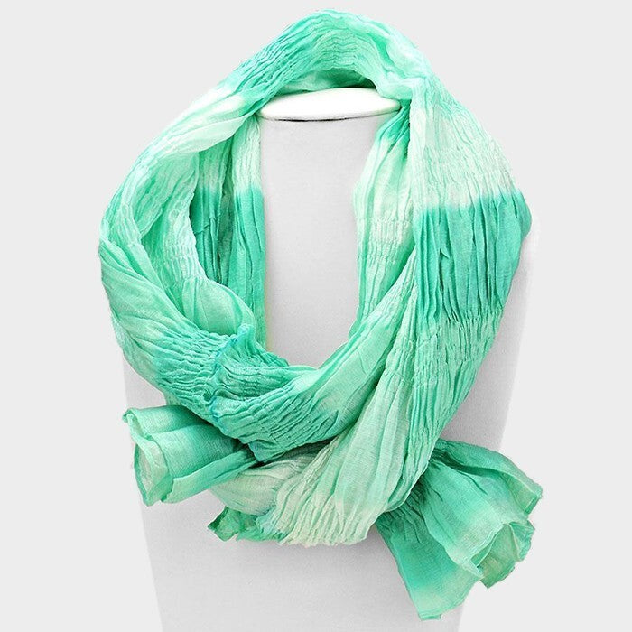 Lightweight Ombre Oblong Wrinkle Scarf for Women Polyester Gradient Color