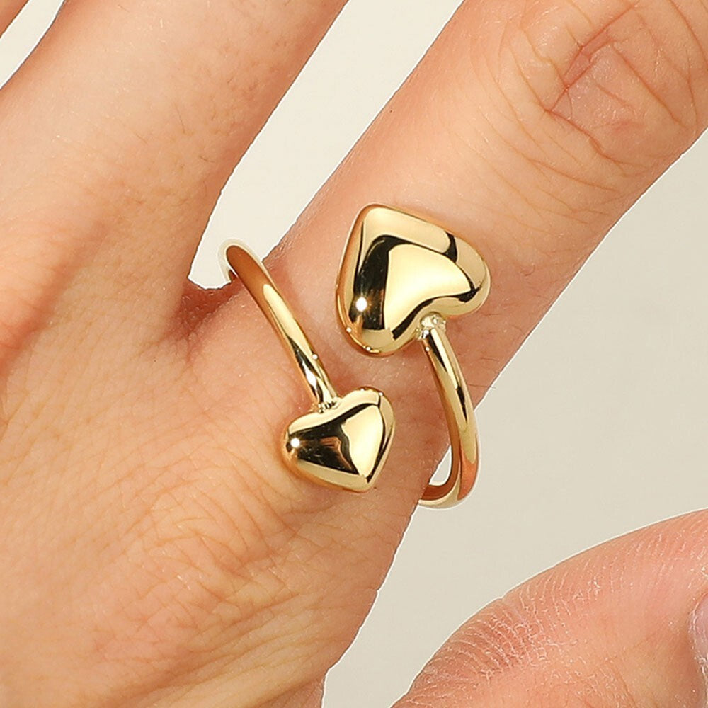 Stainless Steel Heart Tip Adjustable Ring for Women Girls Gift Jewelry Accessory