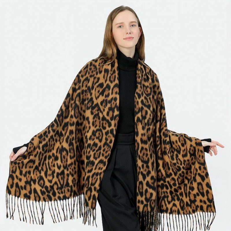 Leopard Print Scarf for Women Oversized Soft Cashmere Feel Wrap Shawl