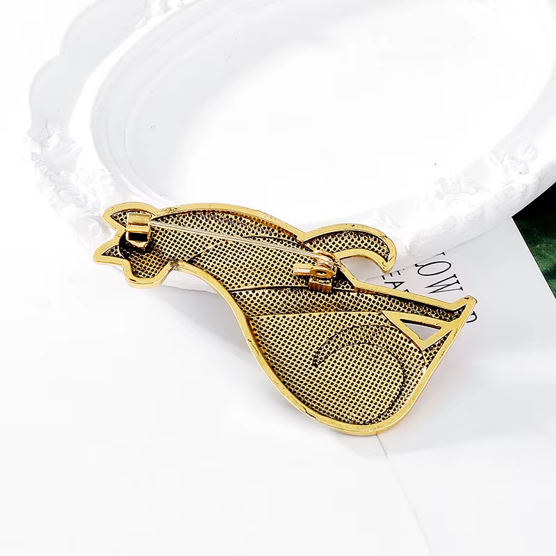 2-Pc Geometric Cat Brooch Set | Gold & Silver Tone Woven Design Pin Gift