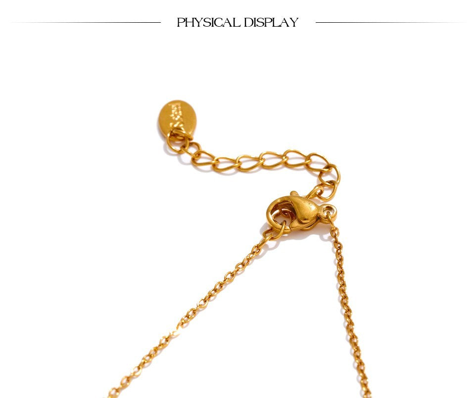 Gold Cross CZ Pendant Necklace | Stainless Steel Real Gold Plated Chain