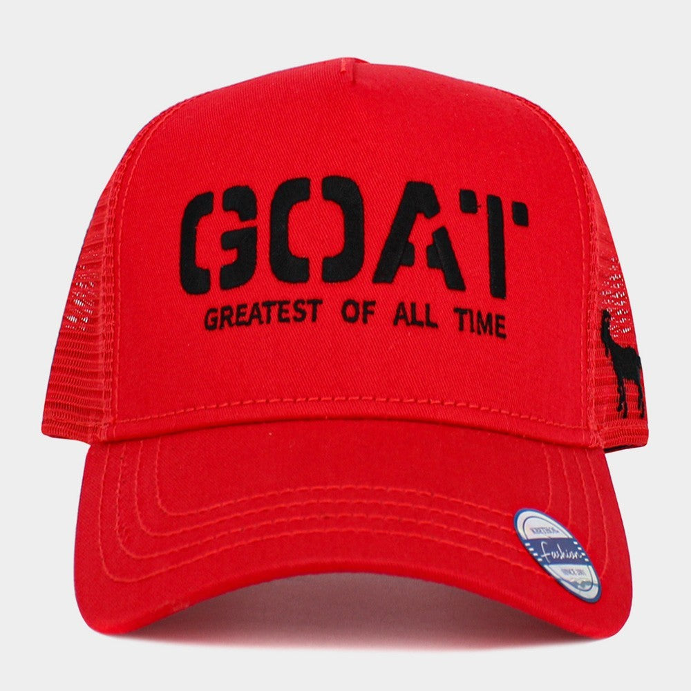 GOAT Greatest of All Time Embroidered Trucker Hat Mesh Back Adjustable Cap Red
