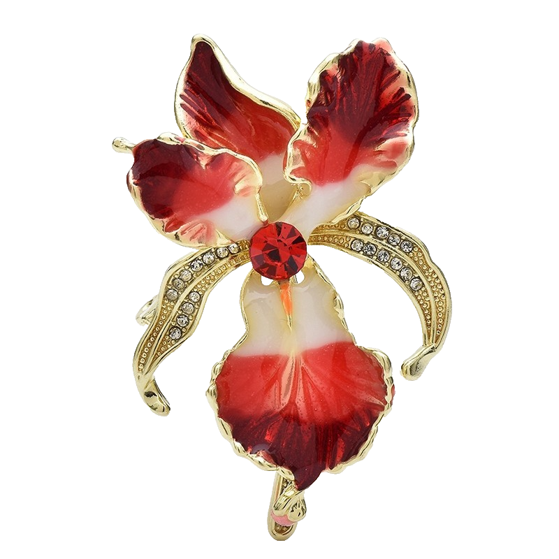 3pcs Orchid Flower Brooch Set Enamel Rhinestone Floral Pins Multicolor