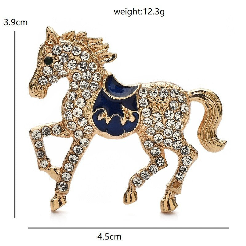 2pc Rhinestone Horse Brooch Pin Set Red & Clear Equestrian Statement Jewelry