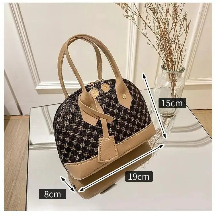 Monogram Dome Crossbody Bag Mini Satchel Top Handle Purse Brown