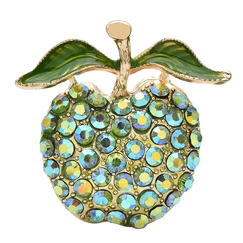 3pcs Sparkling Fruit Brooch Set Crystal Apple Strawberry Watermelon Pins