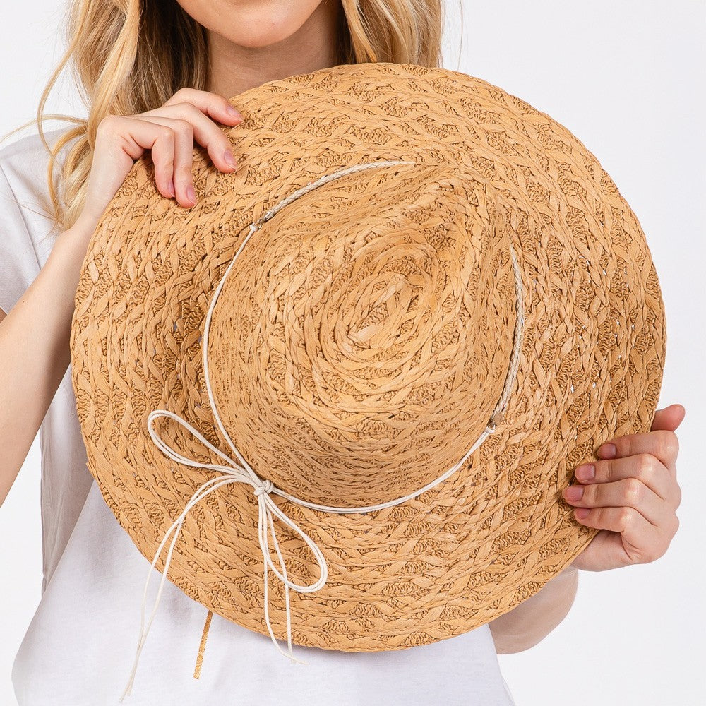 Women's Woven Evil Eye Straw Hat Floppy Sun Beach Bohemian Hat for Ladies