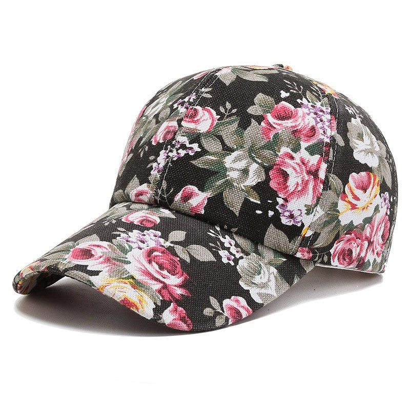Women's Floral Print Baseball Cap Adjustable Summer Cotton Sun Hat
