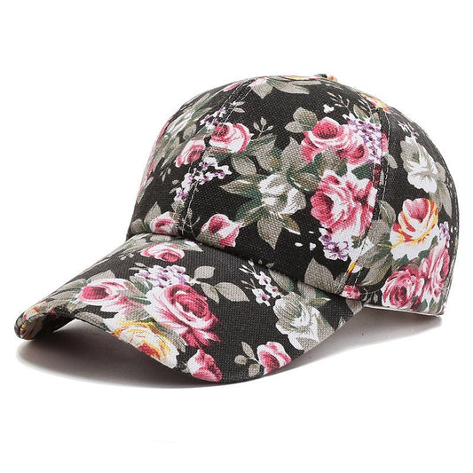 Women's Floral Print Baseball Cap Adjustable Summer Cotton Sun Hat