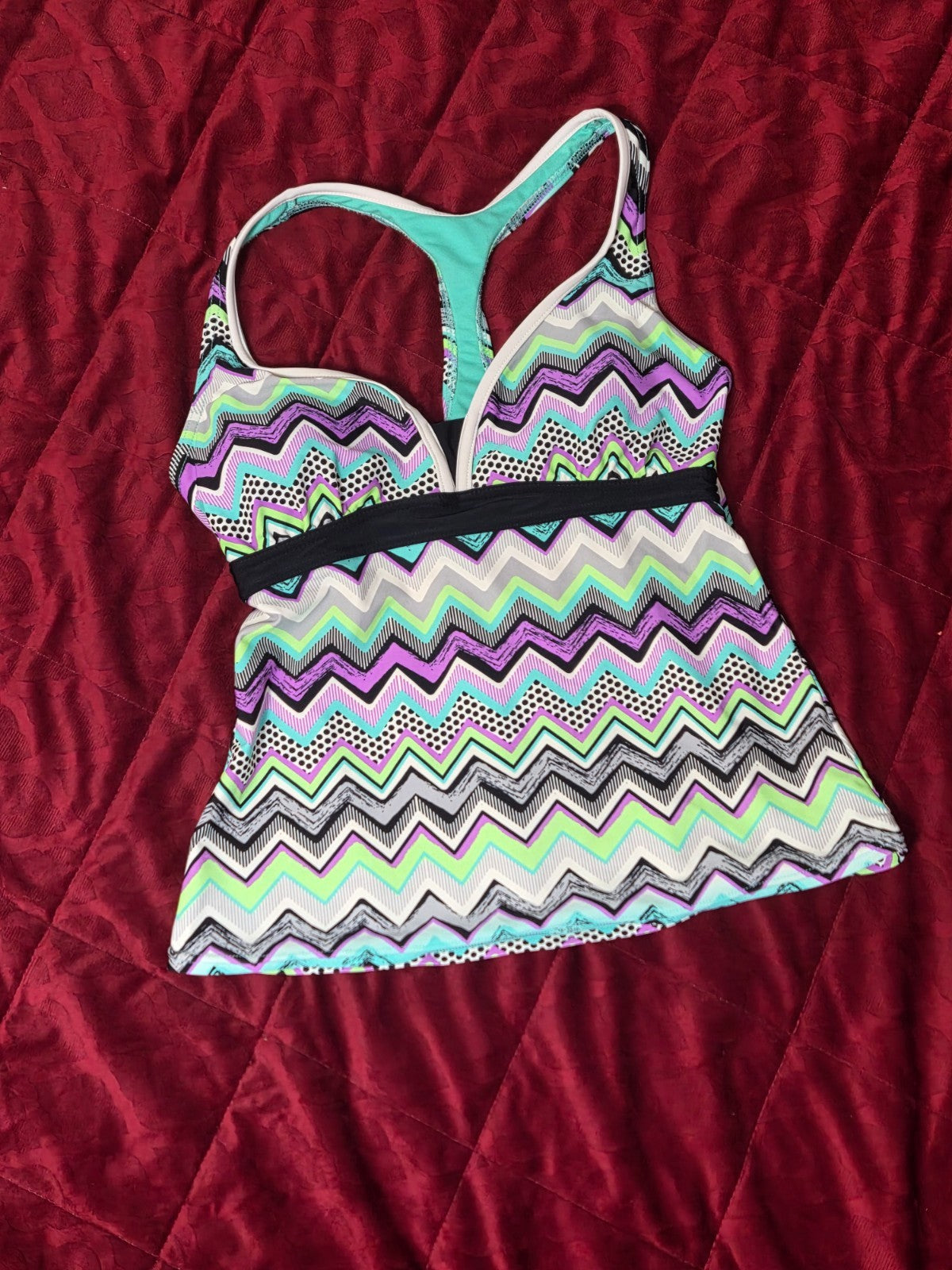Chevron Racerback Swim Top for Women Size 10 Tankini Style Athletic Swimsuit Top