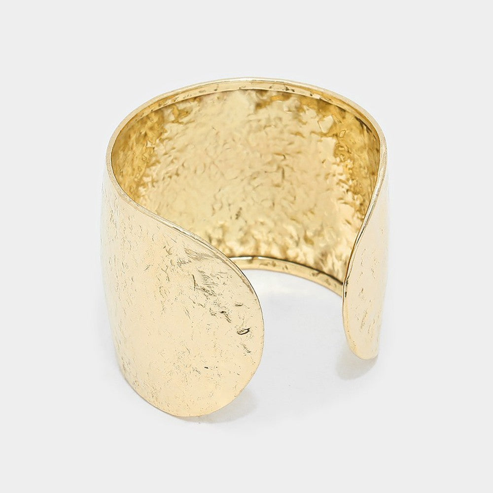 California State Map Hammered Wide Metal Cuff Bracelet Bold Statement Jewelry