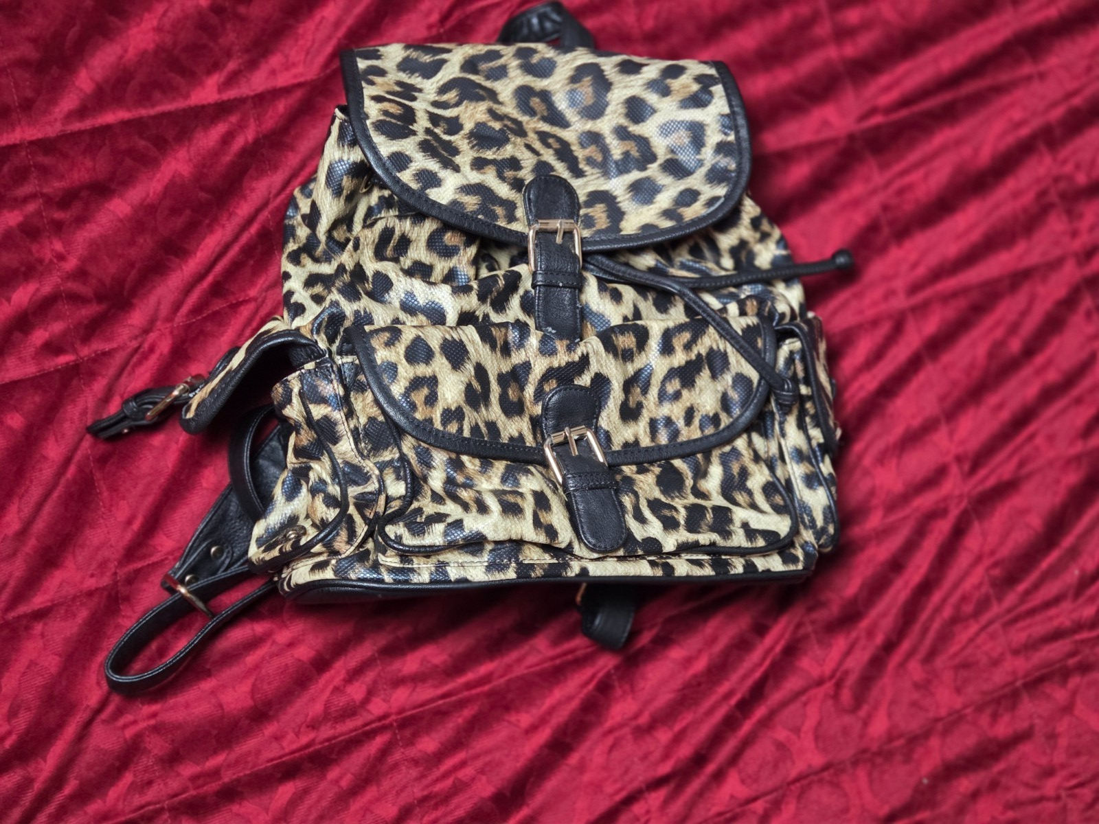 Animal Print Drawstring Backpack for Women with Multiple Interior Pockets Travel