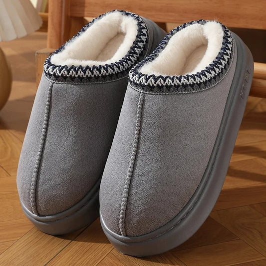 Unisex Winter Platform Slipper | Warm Faux Fur Lining Indoor Outdoor Cozy