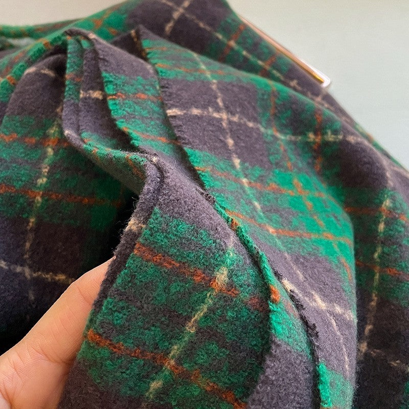 2 Pack Oversized Plaid Scarves Set Faux Cashmere Winter Shawl Wrap Red Green