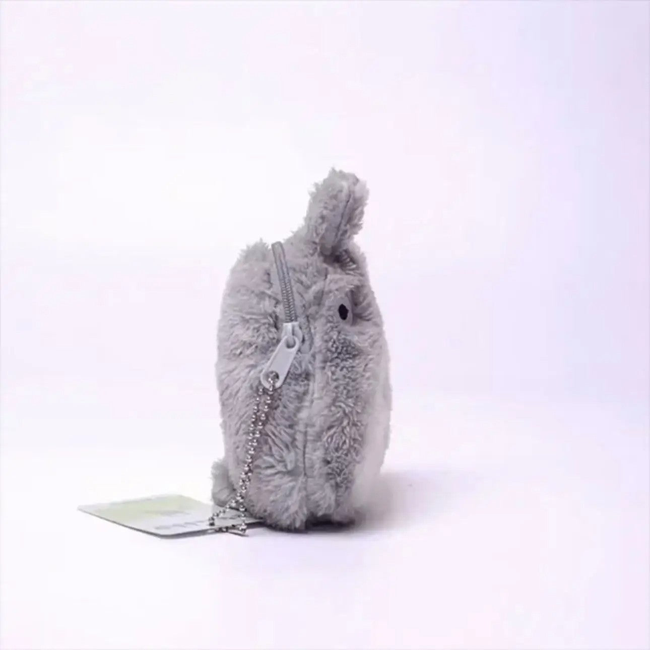 Fluffy Grey Forest Spirit Coin Purse Plush Key Chain Pouch Small Zipper Bag