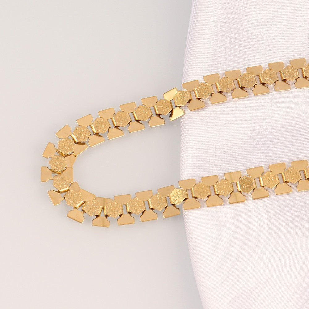 2pcs Gold Silver Tone Segmented Modernist Link Choker Necklace Set