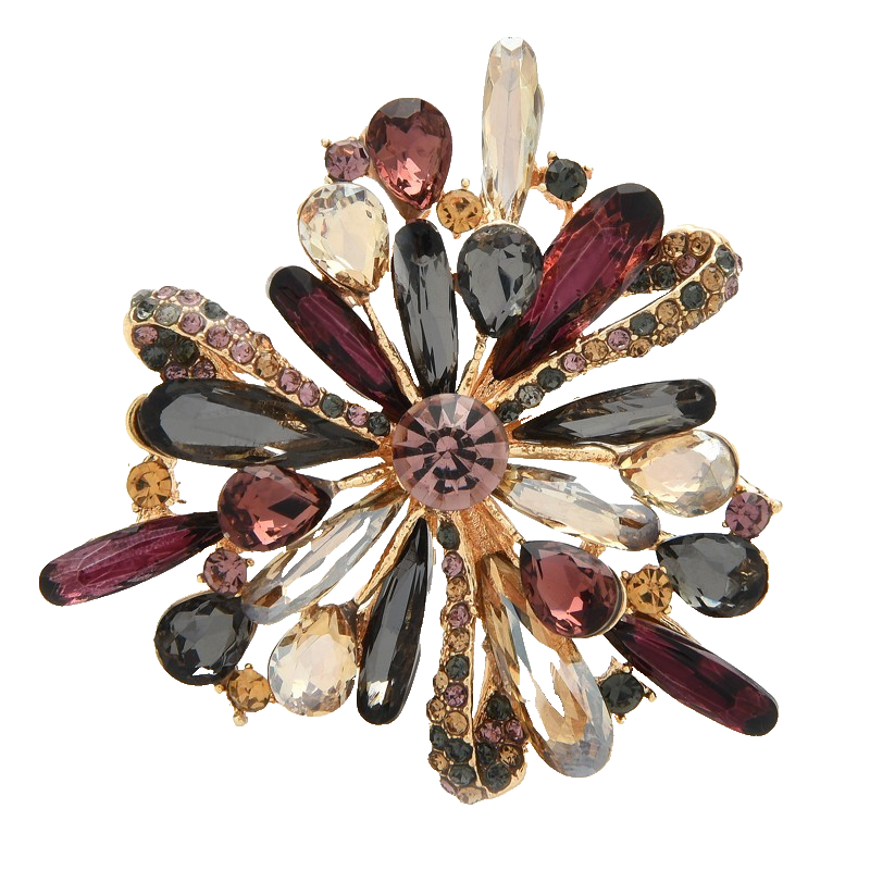 2pcs Sparkling Rhinestone Flower Brooch Set - Elegant Crystal Floral Pins for Wo