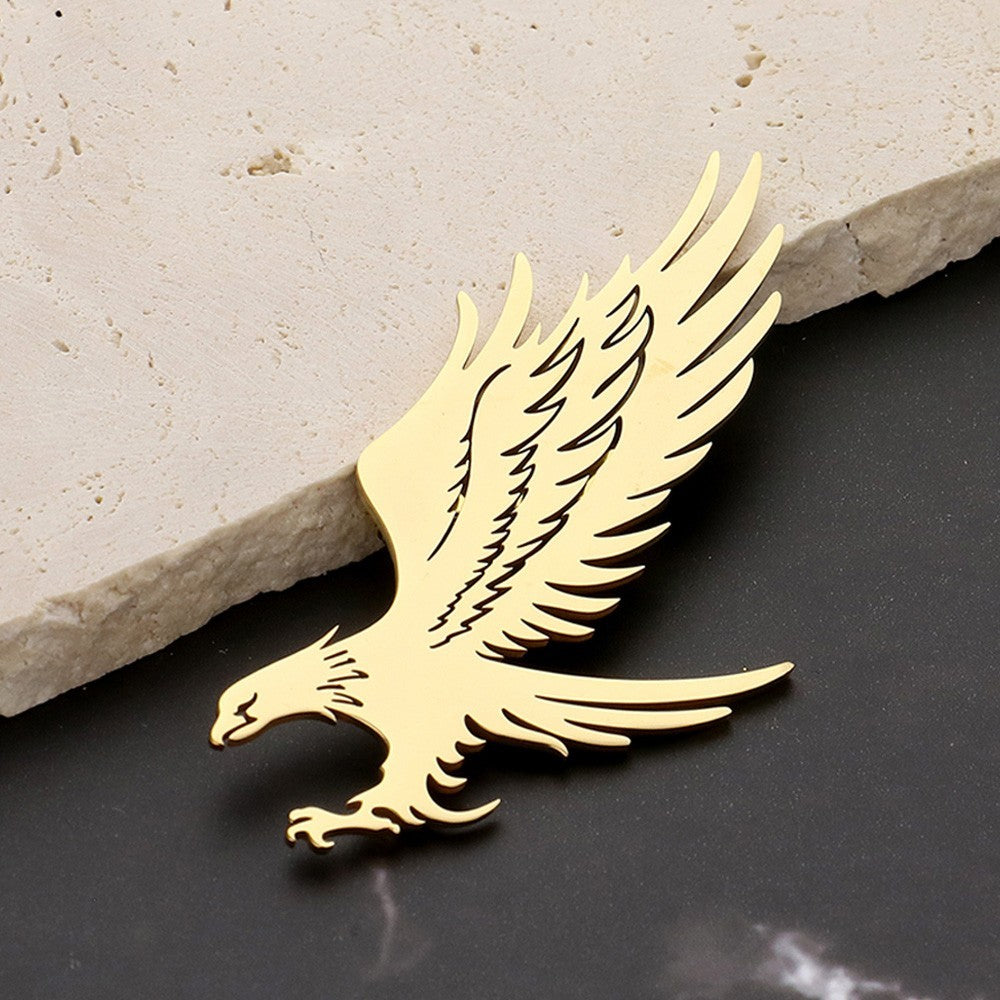 2PCs Men s Adorn Stainless Steel Cutout Eagle Blazer Suit Coat Lapel Pin Brooch