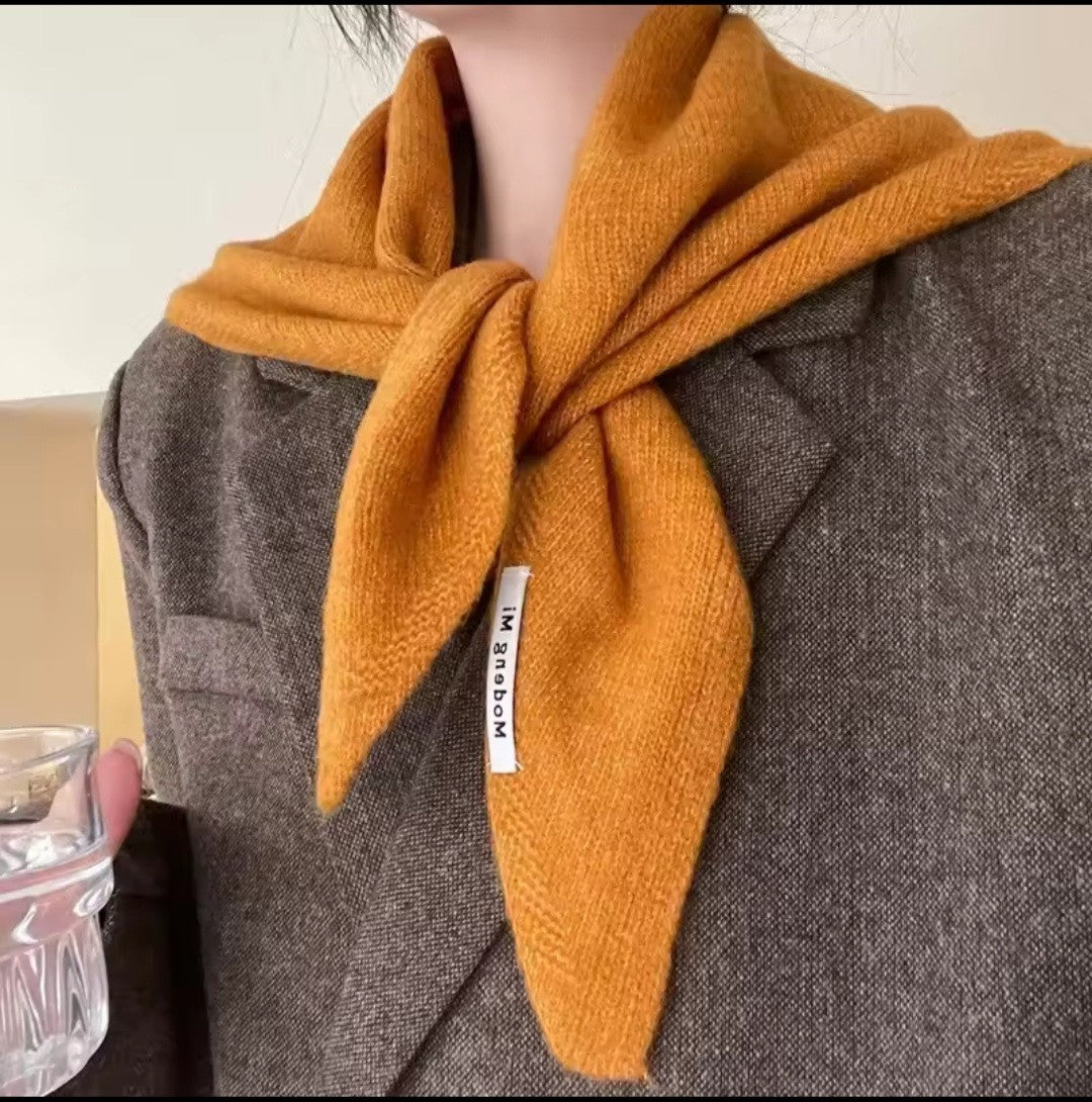 Warm Cozy Orange Knit Scarf Bib Tie Winter Neck Warmer Women's Fashion