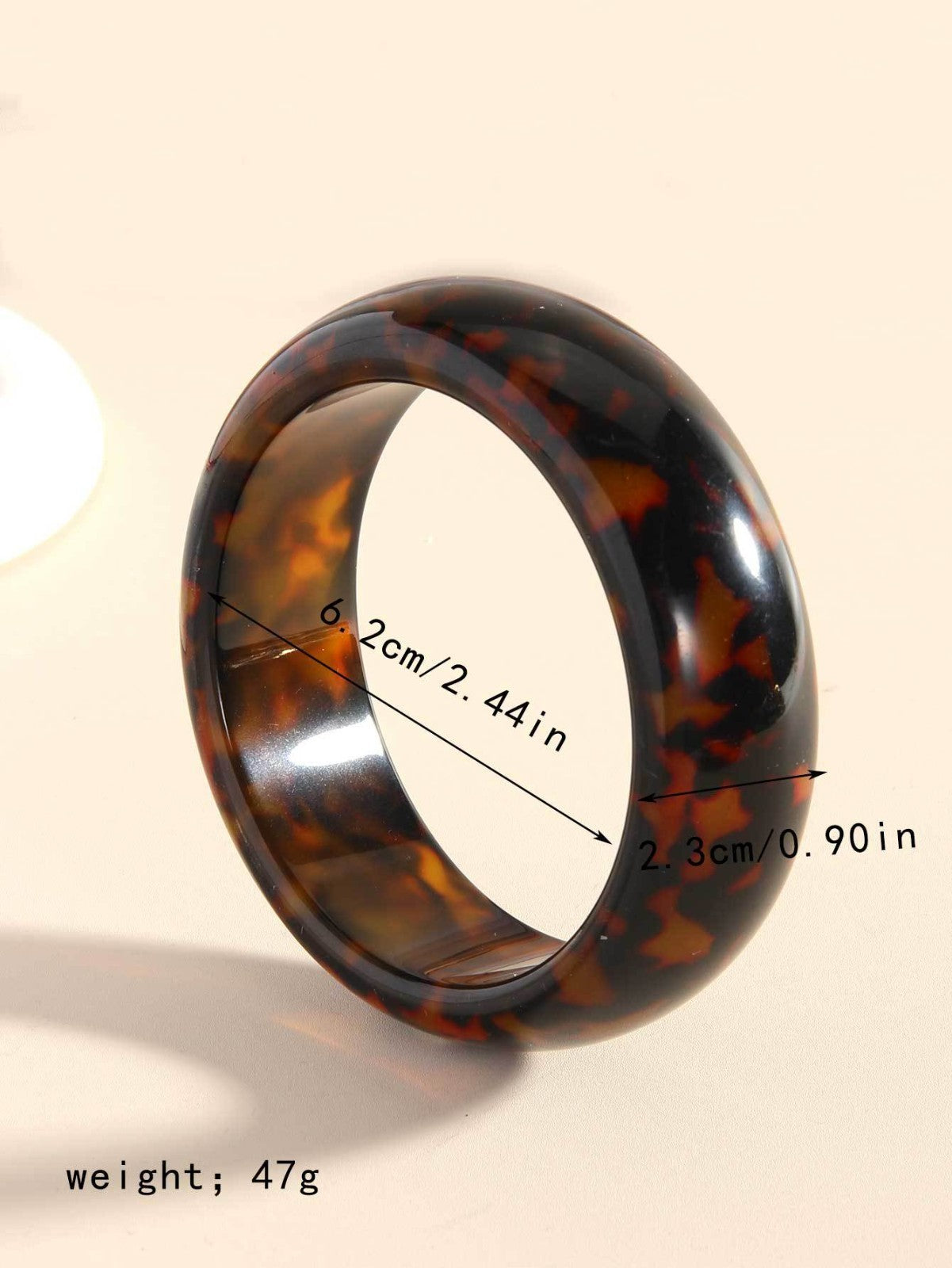 Tortoiseshell Bangle Stack Set: Wide & Thin Acrylic Resin Bracelets