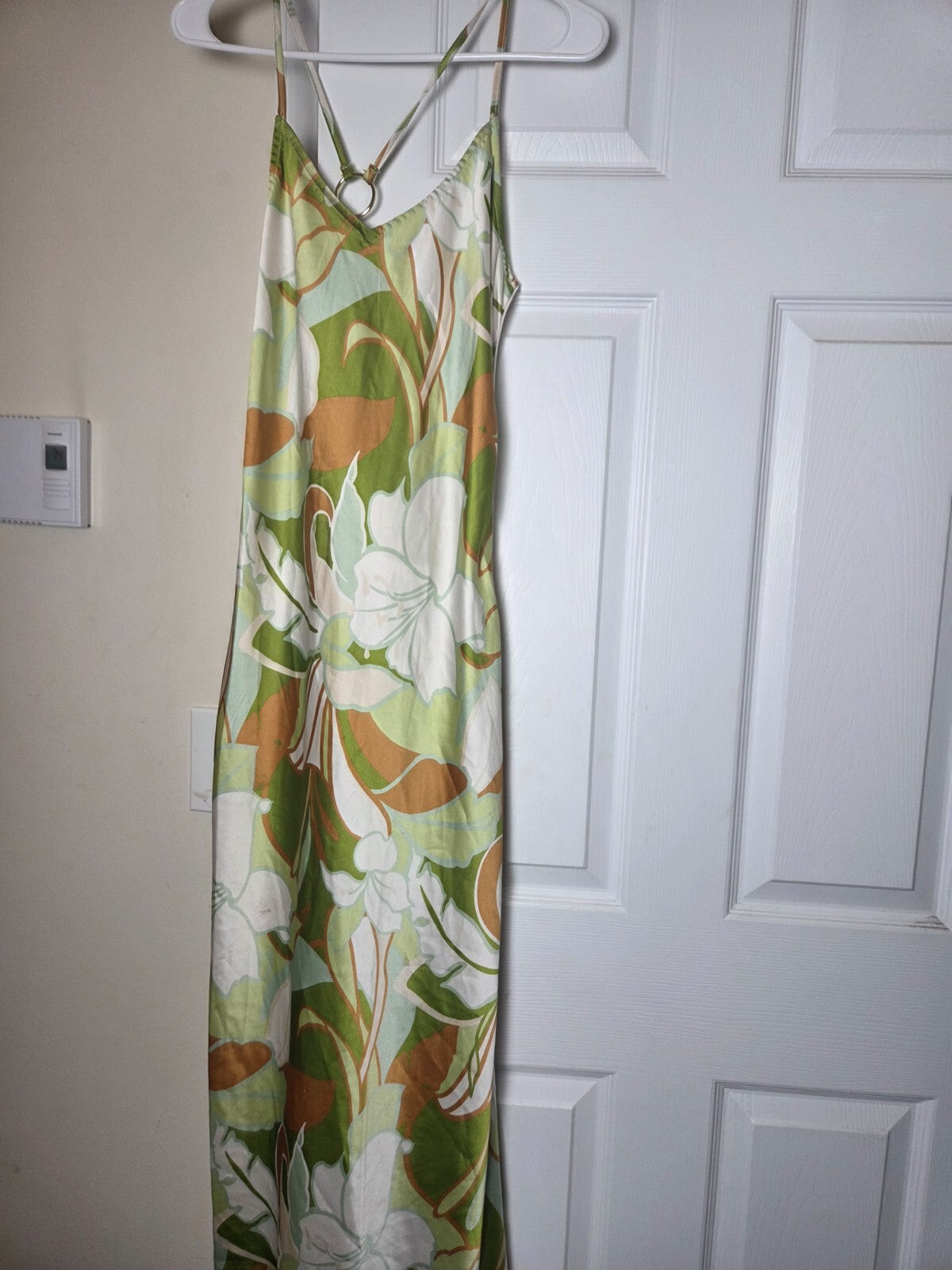 Floral Print Strappy Dress with Chain Back Detail | Summer Casual Dress US M
