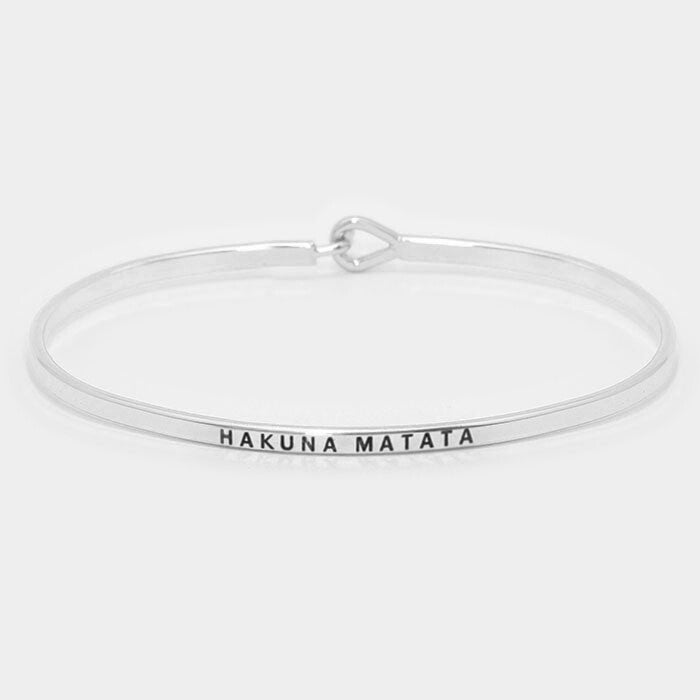 Hakuna Matata Gold and Silver Thin Metal Hook Bracelet Set Inspirational Jewelry